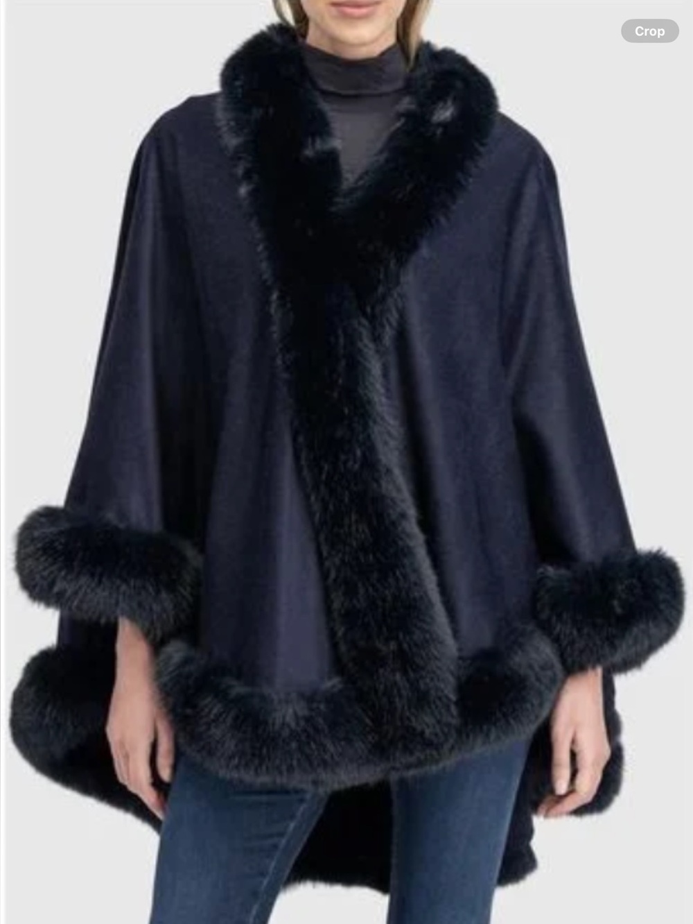 Black knit faux fur cape